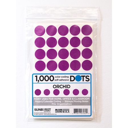 Sunburst Systems Labels Color Coding Orchid 1000 Dots, PK1000 7062